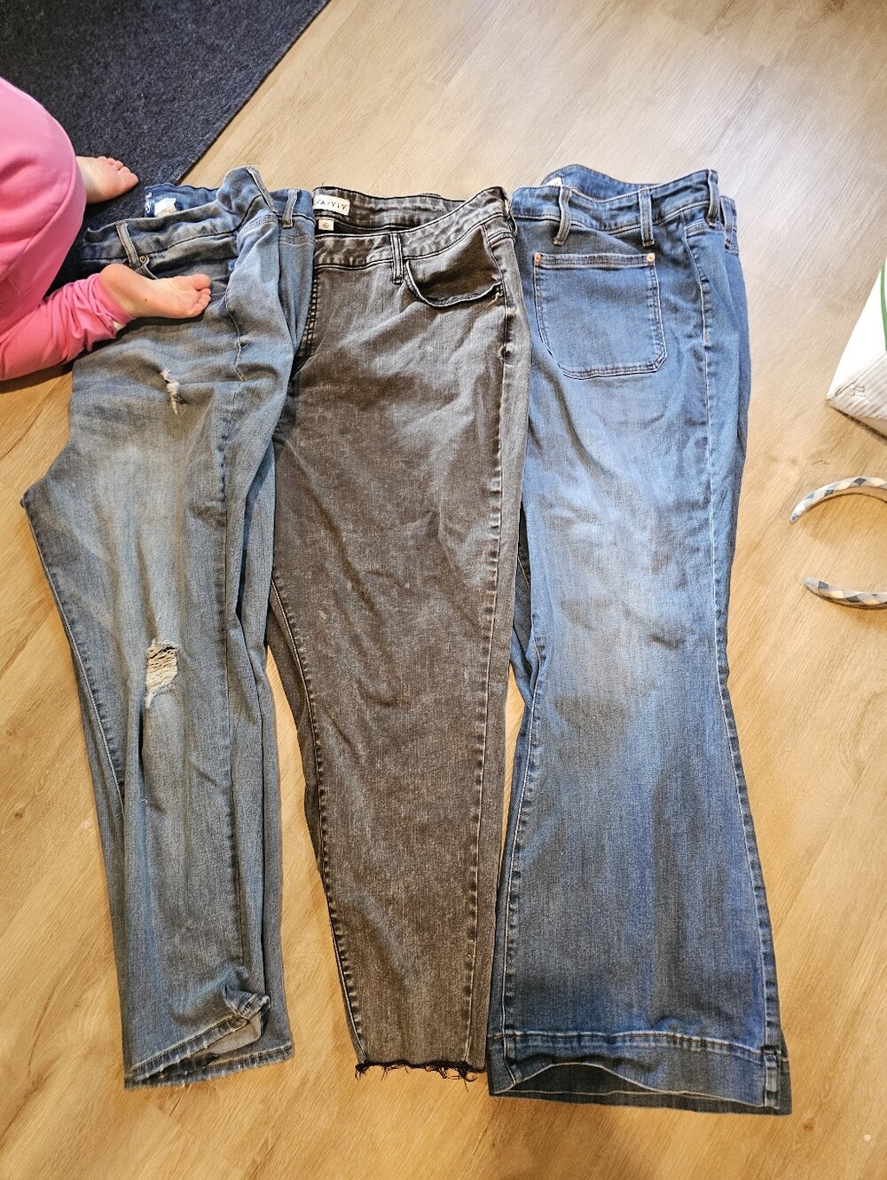 Women’s Mid Wash Blue & Black Jeans Trio - Casual Everyday Styles